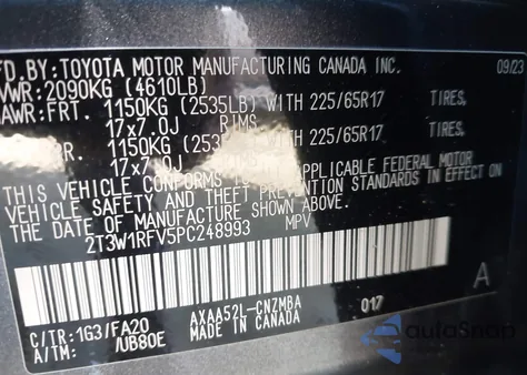 2023 Toyota Rav4 Xle z USA, uszkodzony, nr VIN 2T3W1RFV5PC248993
